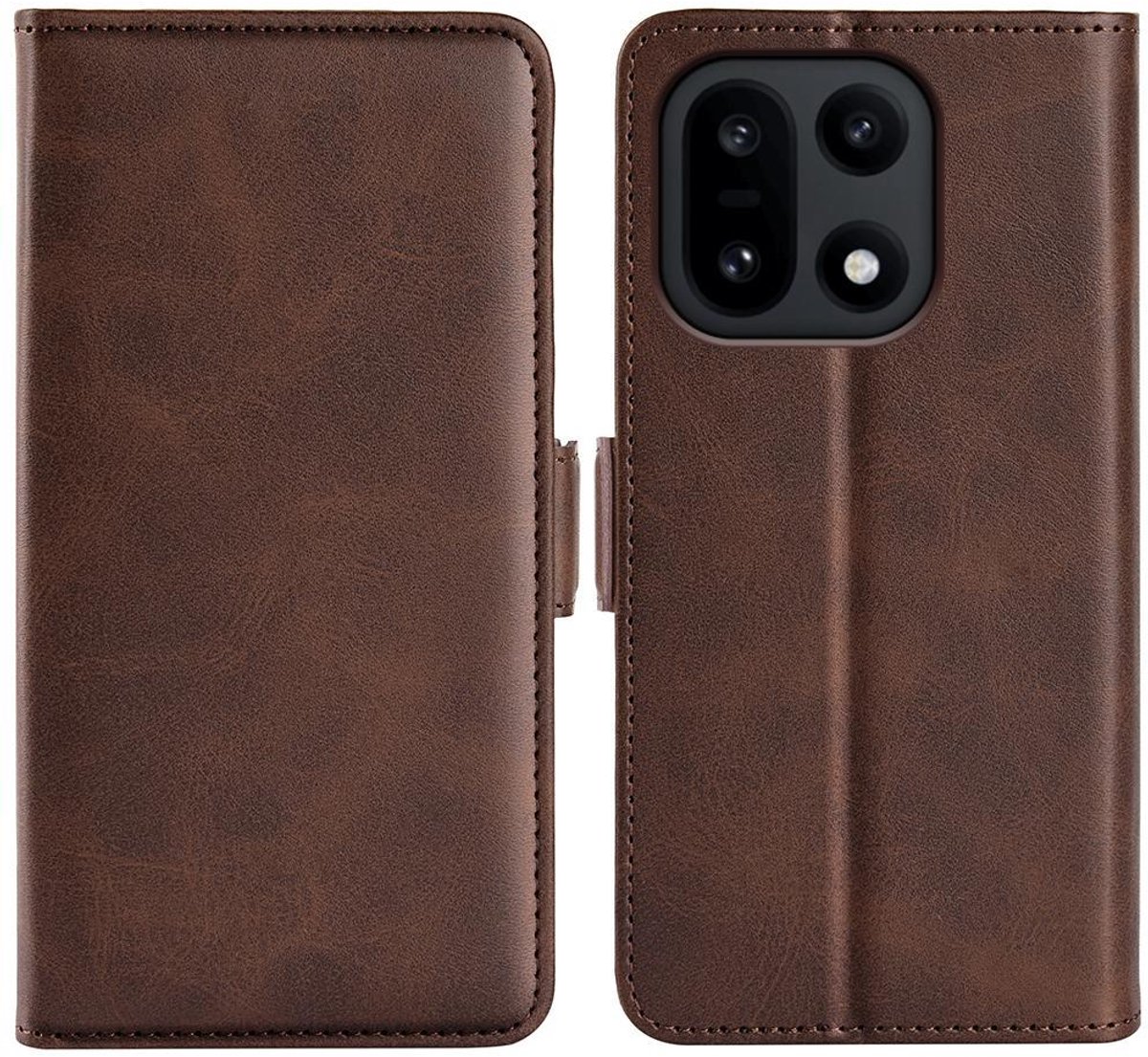 Mobigear Telefoonhoesje geschikt voor OnePlus 15 Hoesje | Mobigear Slim Magnet Bookcase Portemonnee | Pasjeshouder voor 3 Pasjes | Telefoonhoesje voor Pinpas / OV Kaart / Rijbewijs - Bruin