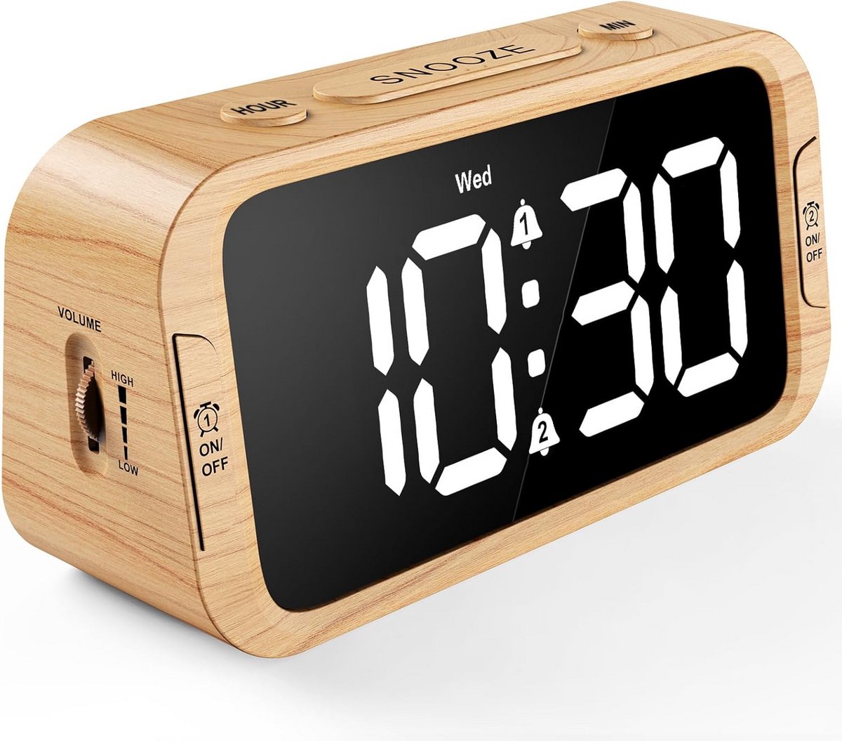 Digitale Dubbele Wekker met Dimmer en USB-oplader