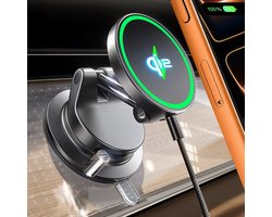 Nieuwe Generatie Lisen Qi2 25W Magnetische Draadloze Autolader 2026 – iPhone 17 / 16 / 15 / 14 / 13 / 12 – Qi2 snellaadtechnologie MagSafe Telefoonhouder Auto Dashboard & Voorruit – Snellader met Vacuüm Zuignap & Actieve Koeling – 360° Draaibaar-2026