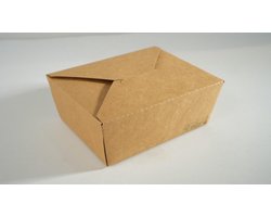 100 x Luxe Oosterse Maaltijdbox 2100ml kraft Bio - 20cm x 16.6cm x 6,8cm - kleinere maaltijd box Food festival noedels nasi bami gerecht frituur hapjes