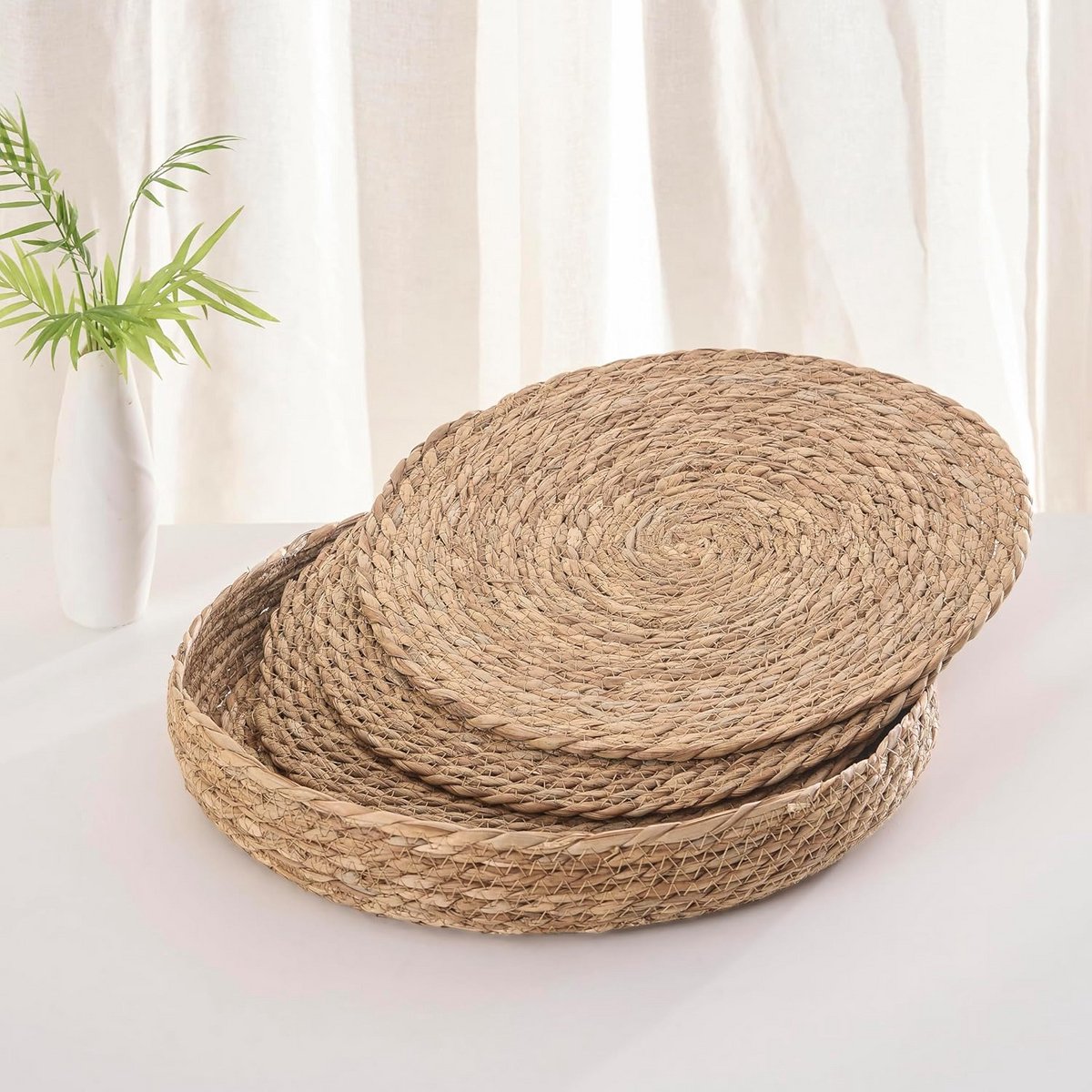 Set van 4 ronde boho placemats - geweven, antislip en hittebestendig voor tafeldecoratie