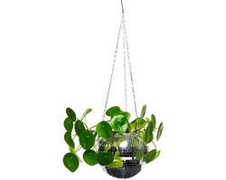 KIMU® Discobal Hangende Pot Hangplant Ø 25 cm - Hangpot Plantenpot Bloempot Spiegeltjes - Spiegelbal Ketting Discobol Vintage Pot Ketting Haak Halloween