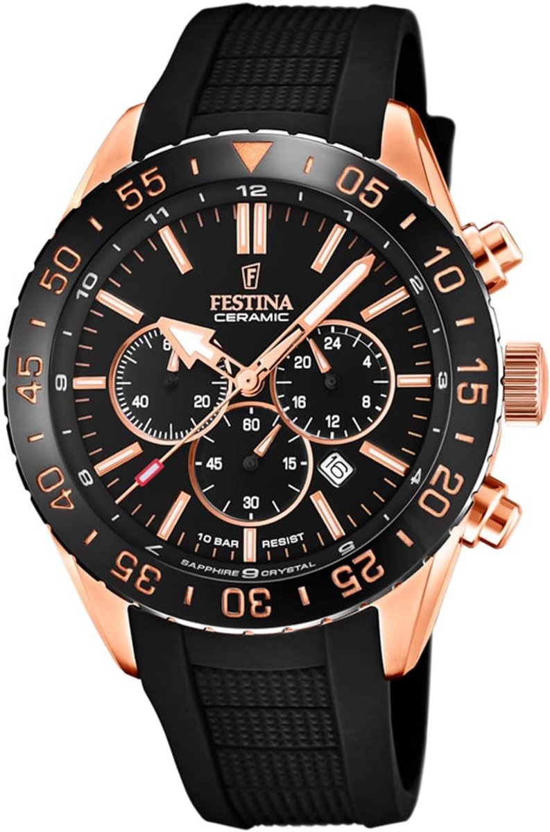 Mannen Analoge Quartz Horloge met Siliconen Band - Zwart-Rose Goud