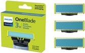 Lame Philips OneBlade Anti-Friction - Lames de remplacement - Lames de rasage - 3 pièces - QP235/50