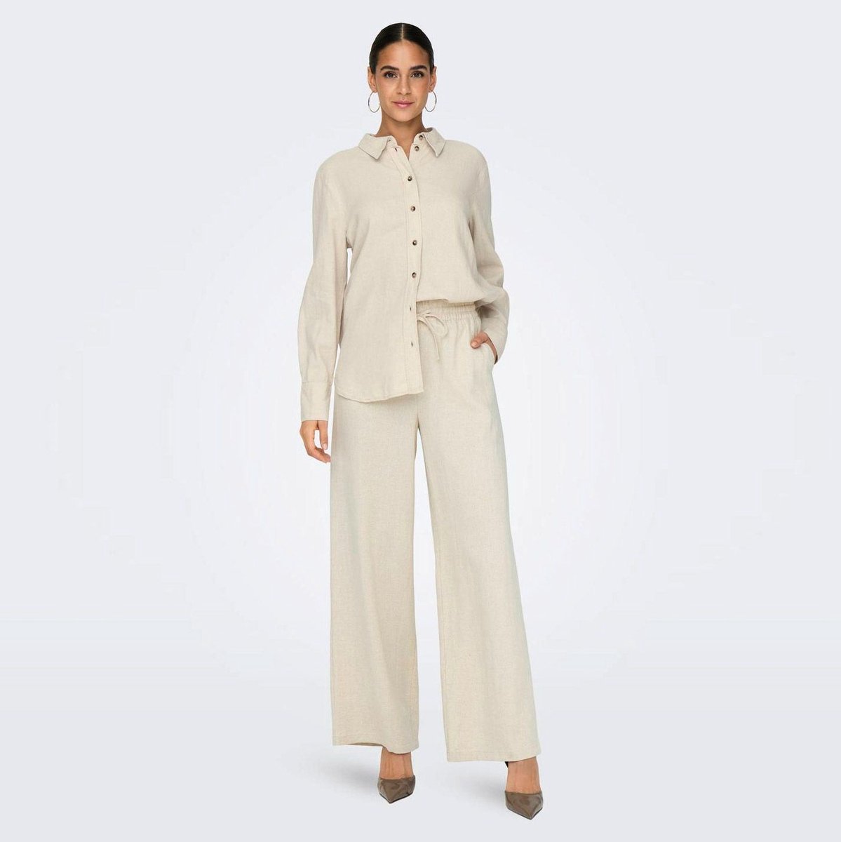 JDY SAY Linen HW Wide Pant WVN NOOS, zwart, (XS) W x 32L