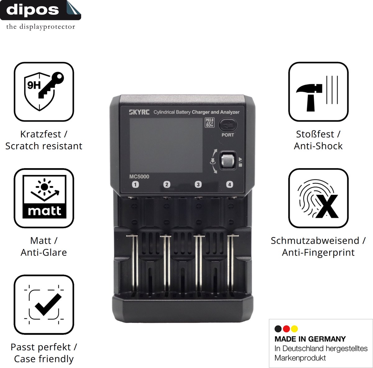 dipos – 2x Matte Pantserfolie geschikt voor SkyRC MC5000 | 9H Screenprotector