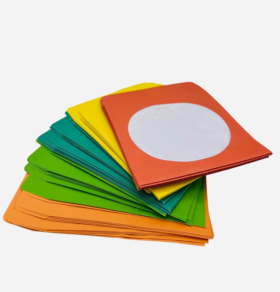 Set van 50 Gekleurde Papieren CD Hoezen met Venster en Klep