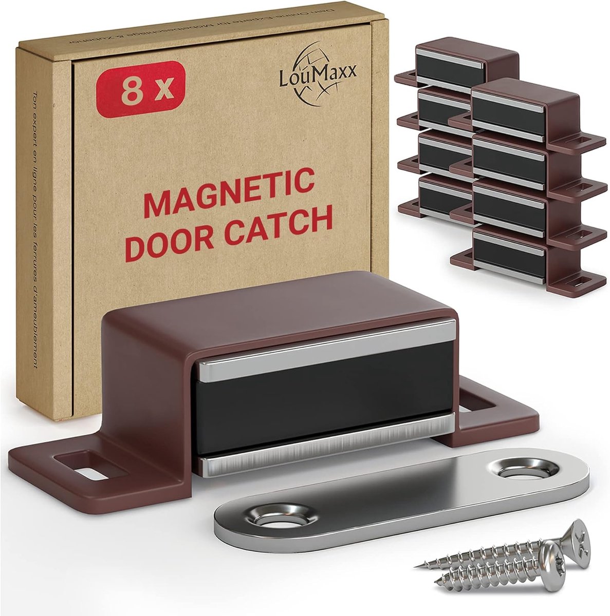 Set van 8 Sterke Deurmagneten Bruin - Houdkracht 4KG - Kasten en Deuren