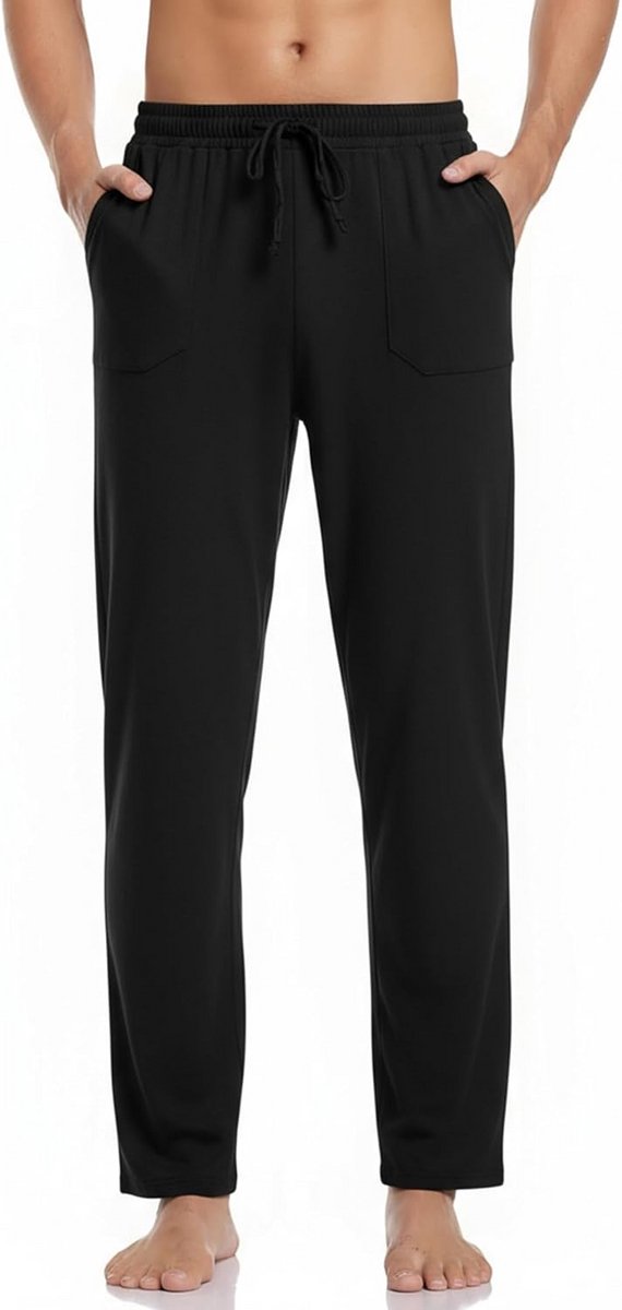 Comfortabele Katoenen Pyjamabroek Heren Lange Mouw Loungebroek met Zakken