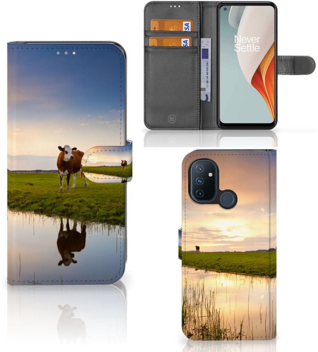 OnePlus Nord N100 Telefoonhoesje met Pasjes Koe