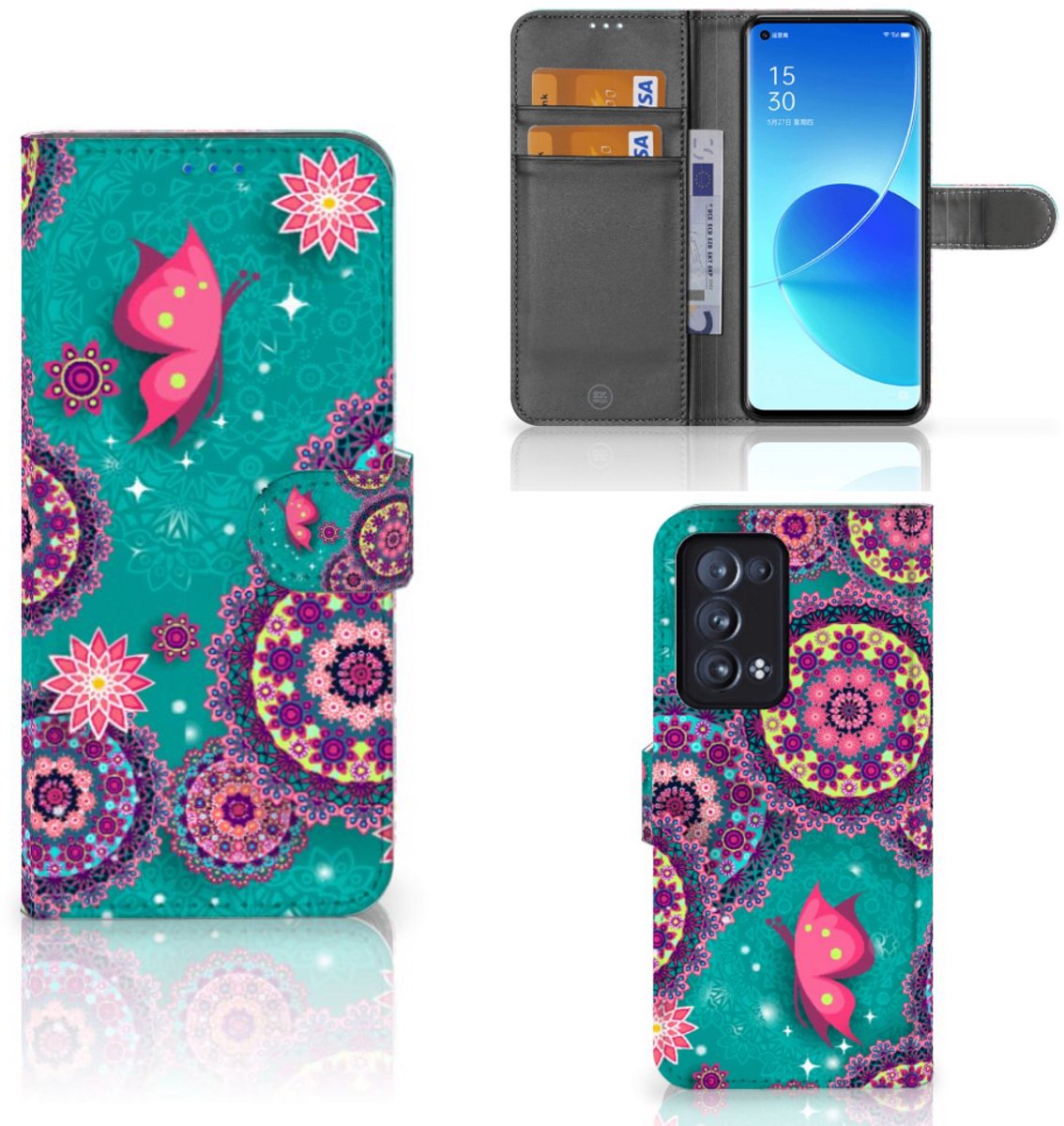 OPPO Reno 6 Pro Plus 5G Hoesje Cirkels en Vlinders