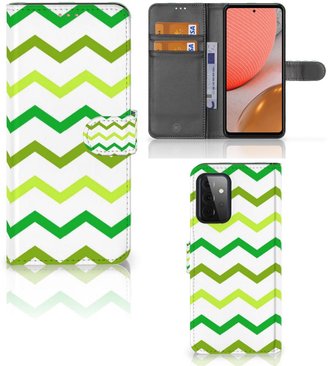 Samsung Galaxy A72 Telefoon Hoesje Zigzag Groen