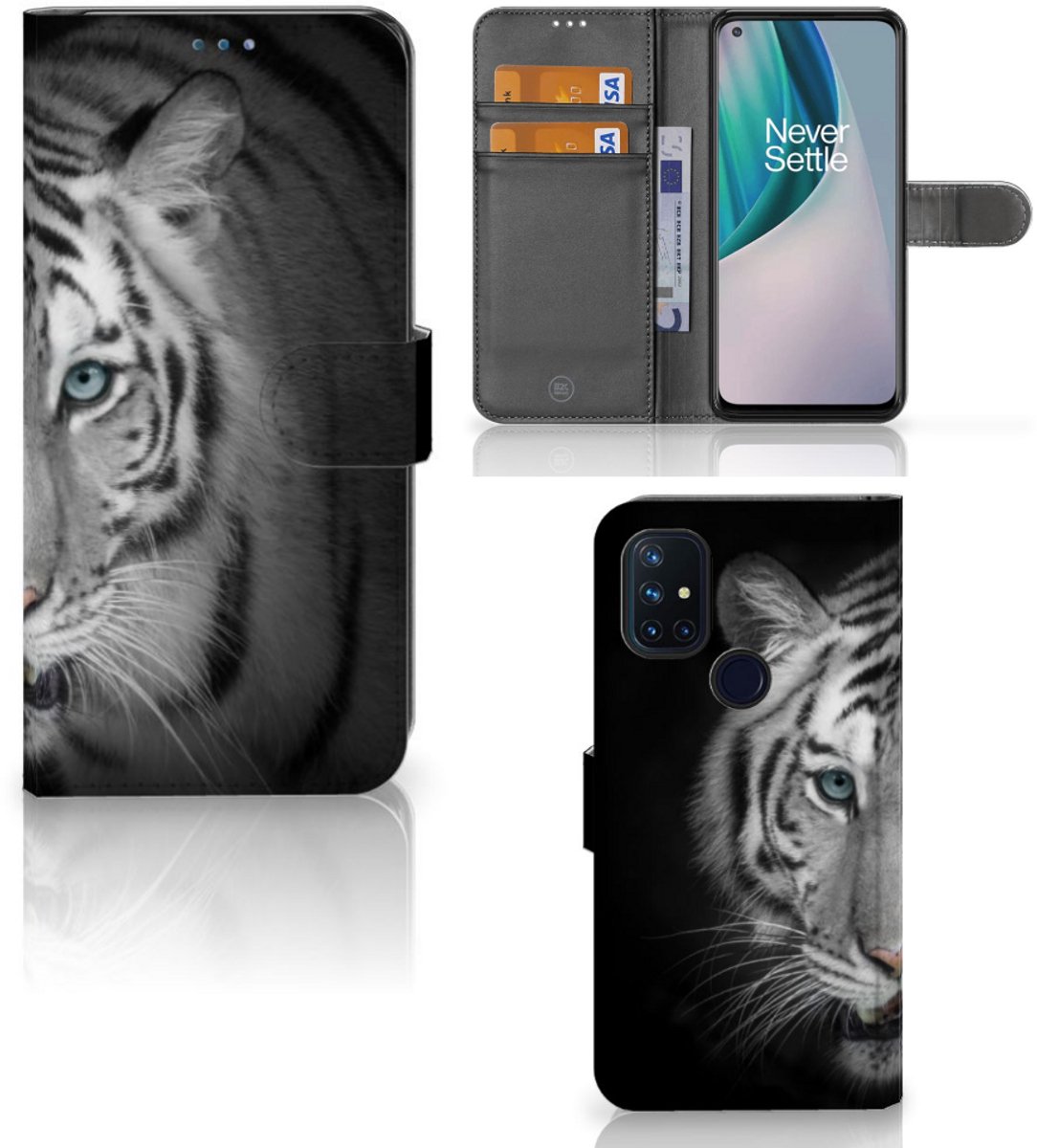OnePlus Nord N10 Telefoonhoesje met Pasjes Tijger