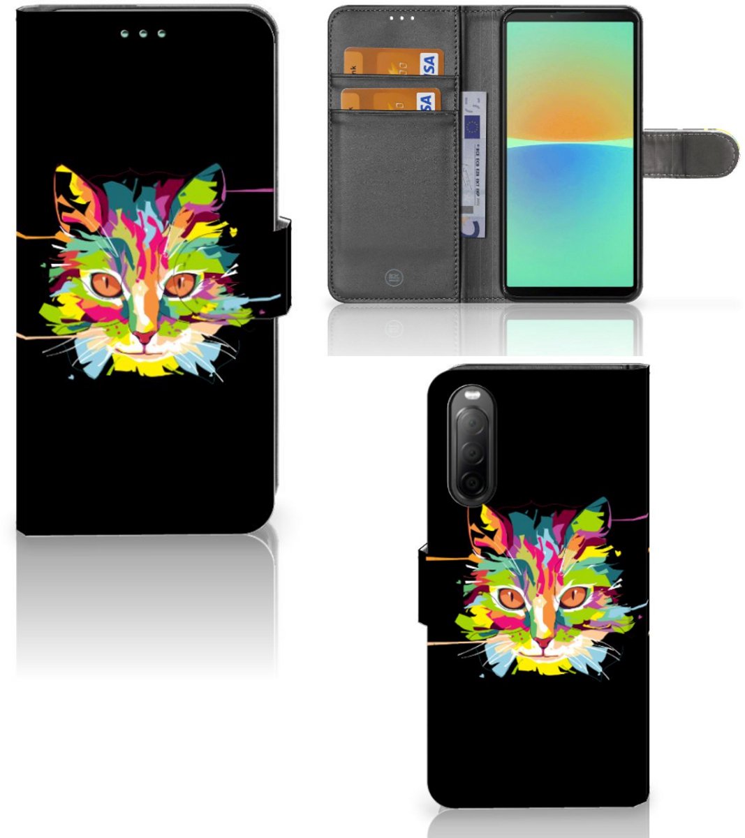 Book Case voor Sony Xperia 10 IV Leuk Hoesje Cat Color