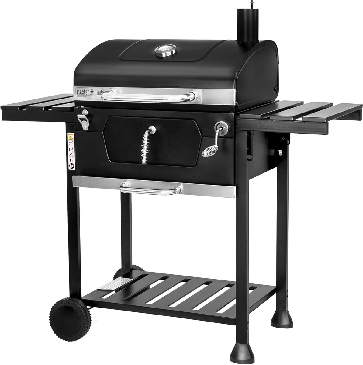 Robuuste Houtskoolbarbecue met Deksel en Thermometer - Inklapbare Zijplanken