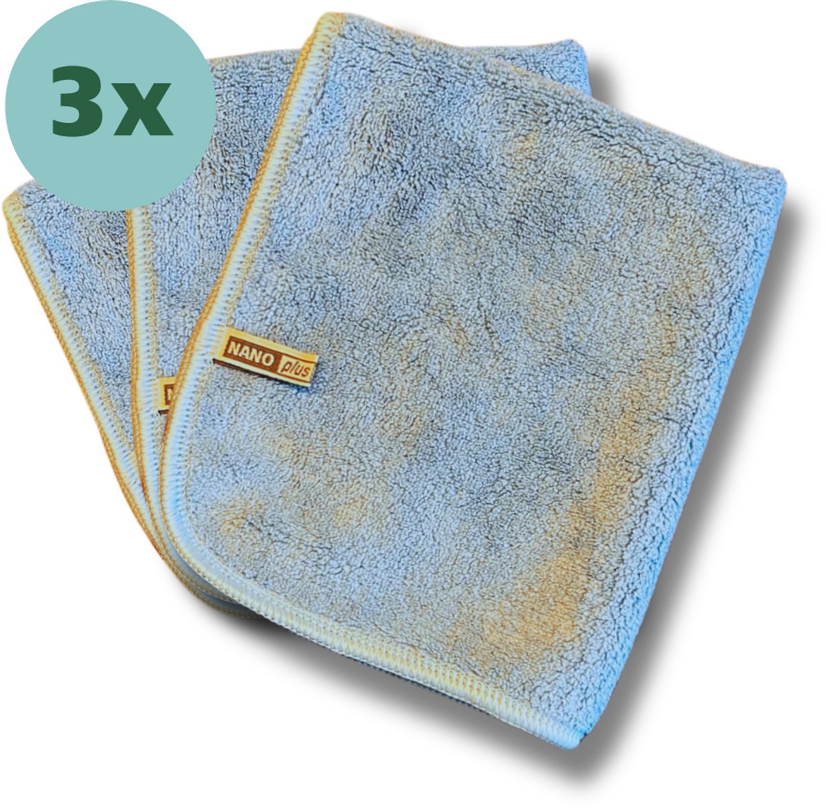 Nano Plus 3x Premium Schoonmaakdoek Blauw 36x31cm - Nanovezeldoeken: Sterker en Efficiënter dan Microvezeldoekjes - Wasbaar - Voor Koken, Keuken, Badkamer, Glas, Auto Wassen, Inductie Kookplaat, Keramische Kookplaat - Schoonmaakdoekjes – Handdoek