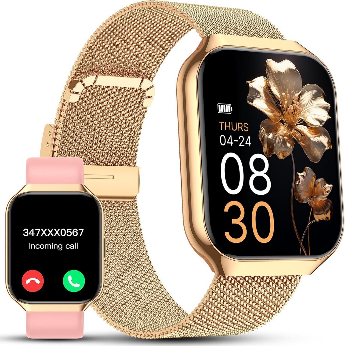 HD Smartwatch voor Dames - 1,91 inch met Bluetooth-oproepen, Geschikt voor Android en iOS