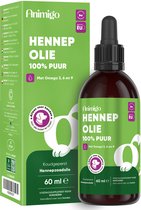 Animigo Hennepzaadolie voor Honden - 100% Puur en Koudgeperst - Rijk aan Omega 3, 6 & 9 - 60 ml - Gemaakt in de EU