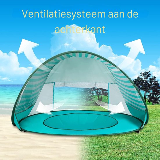CLVP® Strandtent UV Bescherming - Strandtent Baby Pop Up - Strandtentje Extra Licht - Strandschelp - Strand Tent –Blauwgroen van Merkloos — afbeelding 5