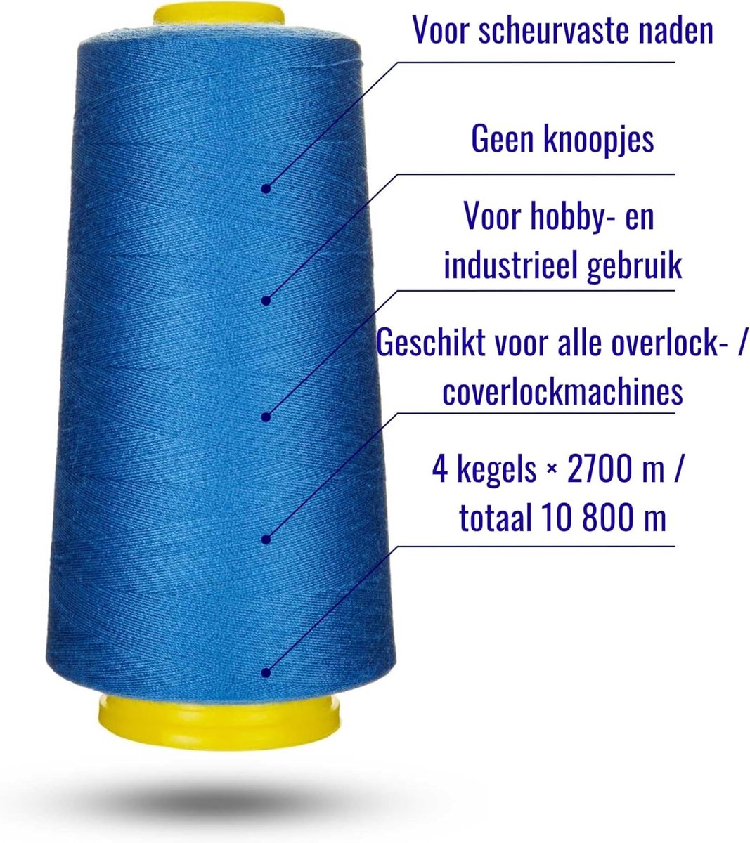 Overlockgarn Set van 4 Spoelen - 2700 Meter Polyester Naaigaren voor Naaimachine