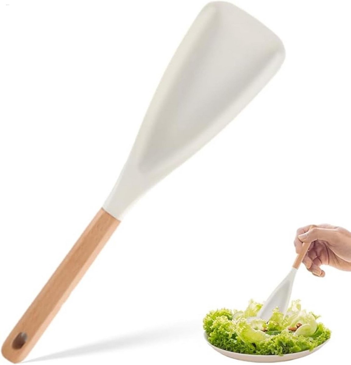 Multifunctionele siliconen spatel lepel voor koken met houten handvat