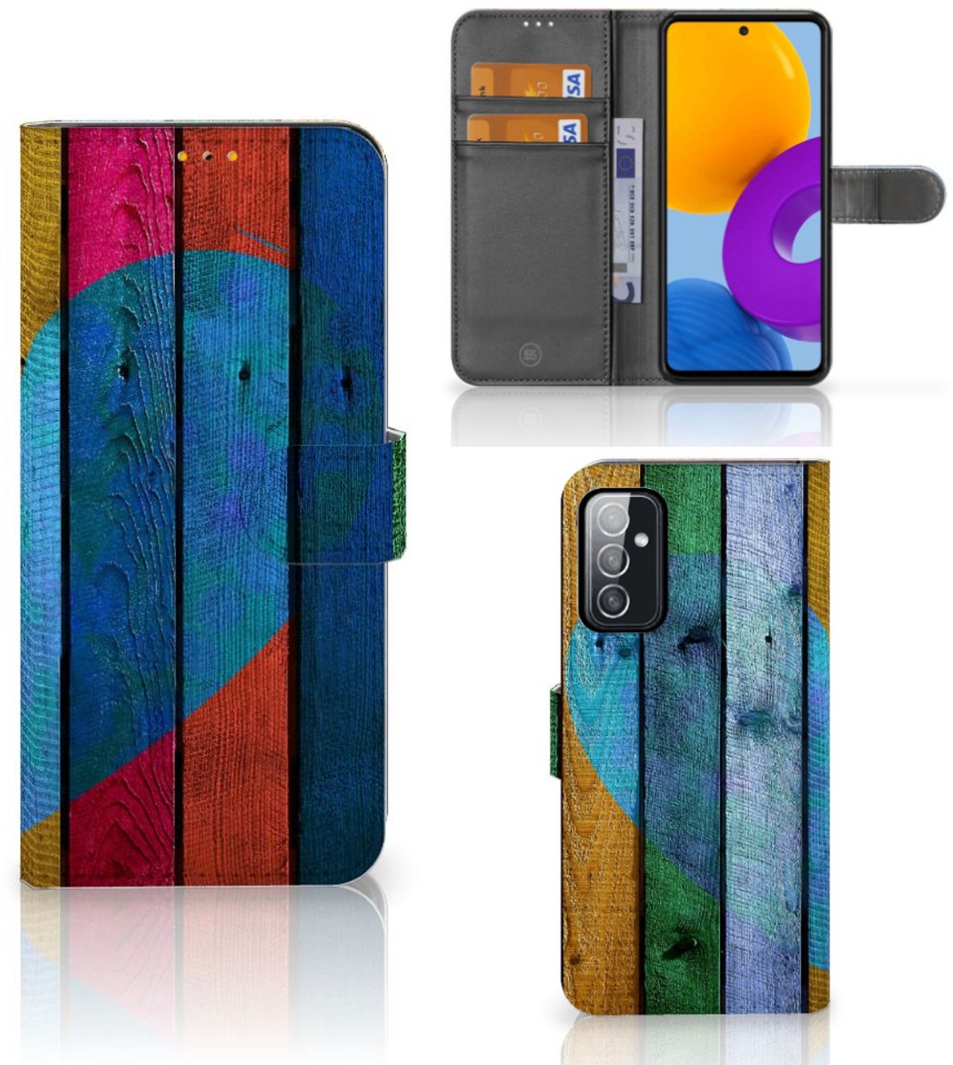 Samsung Galaxy M52 Book Style Case Wood Heart - Cadeau voor je Vriend