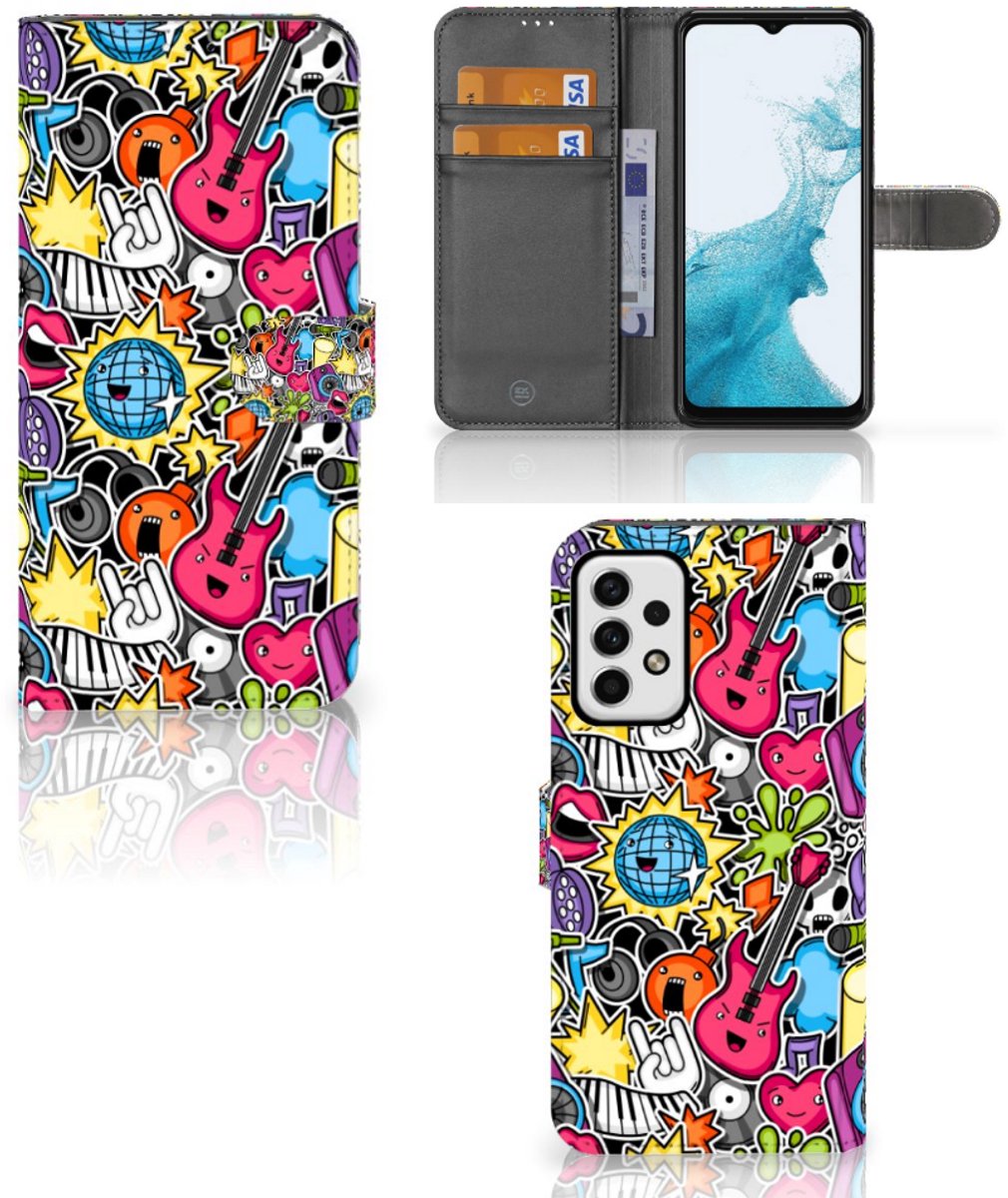 Samsung Galaxy A23 Wallet Case met Pasjes Punk Rock