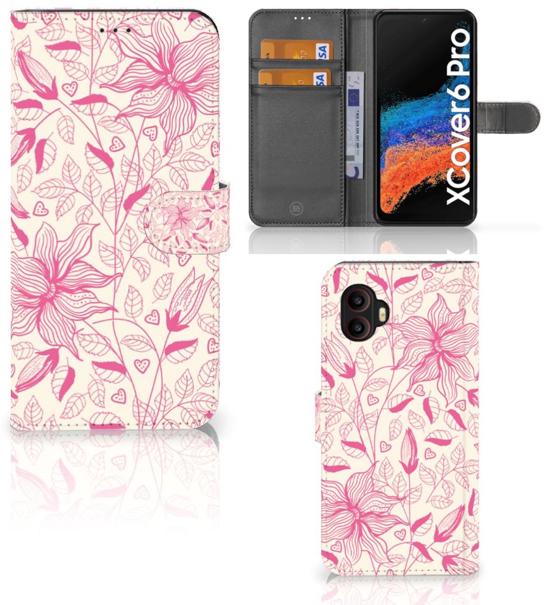 Samsung Galaxy Xcover 6 Pro Hoesje Pink Flowers