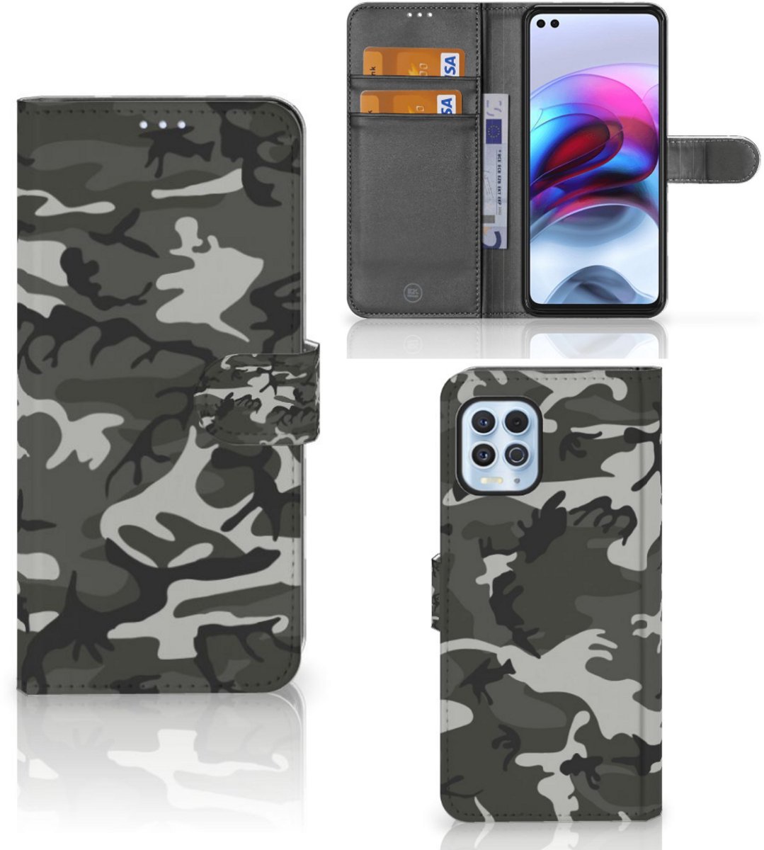 Book Case voor Motorola Moto G100 Telefoon Hoesje Army Light