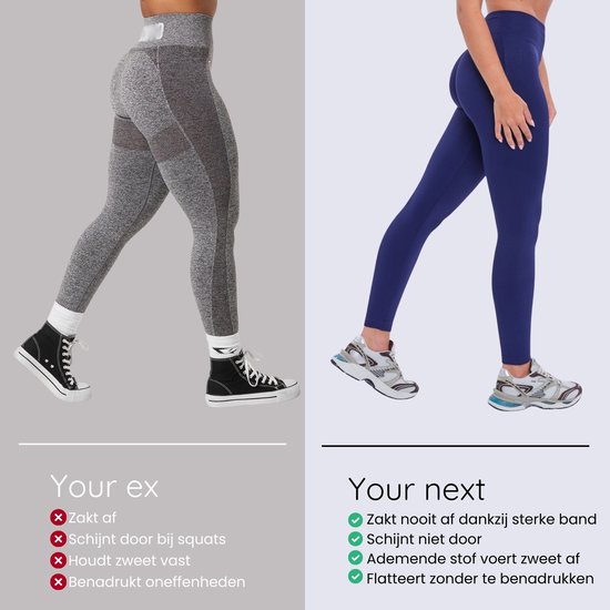Euphoria Sportlegging Dames - Sportkleding Dames - Sportbroek Dames - Yoga Broek Dames - Indigo - Maat S — afbeelding 5