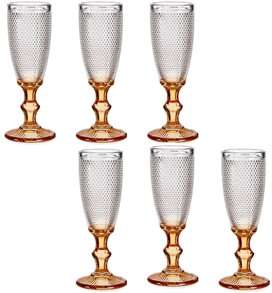 Vivalto Champagneglazen Monaco - 12x stuks - 180 ml - goudkleurige voet