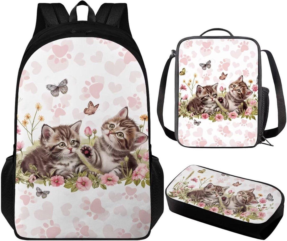 3-delige Kinderrugzak Set: Schooltas, Boekentas en Lunchbox