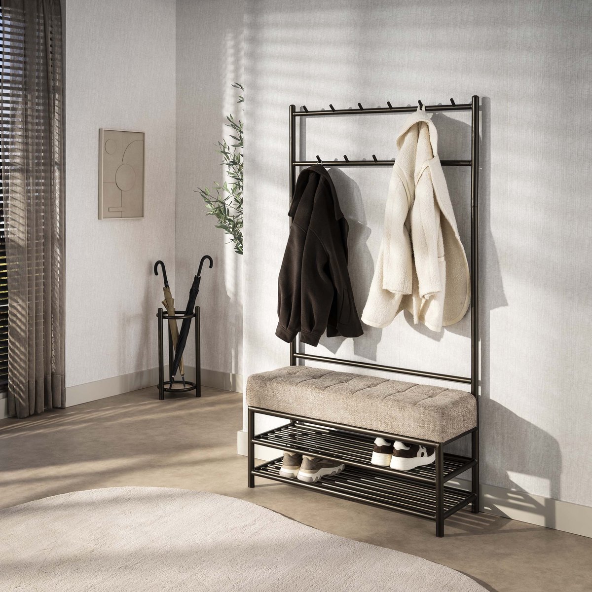 Hoyz Collection - Garderobebank Luno 6+5 Haken - Drift Brown