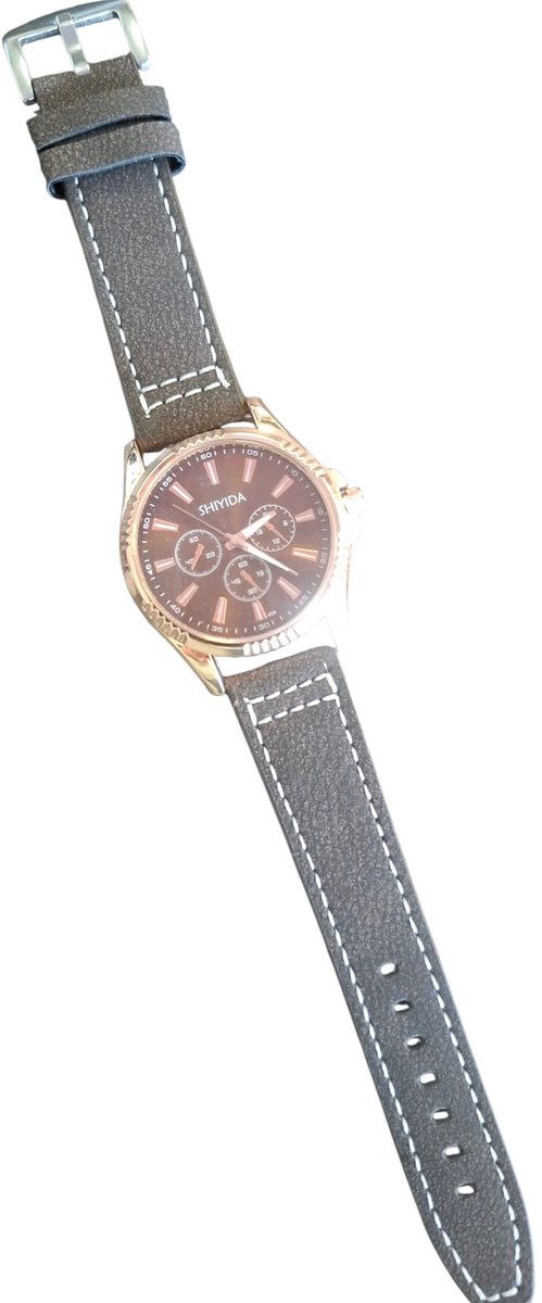 Horloge - quartz - PU band - bruin - unisex
