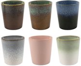 Studio Tavola Cappuccino Kopjes Wind - Set van 6 300 ml Aardewerk - Gemixte Tinten - Vaatwasser- & Magnetronbestendig