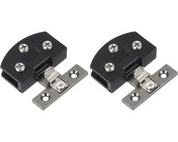 1-1/8" Cabinet Glass Door Hinge - Steel - Zinc Alloy 2Pcs Wine Cabinet Clamp - Frameless Cabinet Glass Clip - No Drilling With Screw For 5-7mm Drawer Display Showcase - Zwart