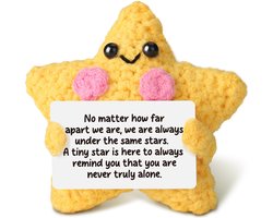 Gehaakte gele sterrenpop als vriendschapscadeau - Emotionele troost en steun - Afscheidscadeau voor vrouwelijke vrienden, vriendjes, vriendinnen, collega's