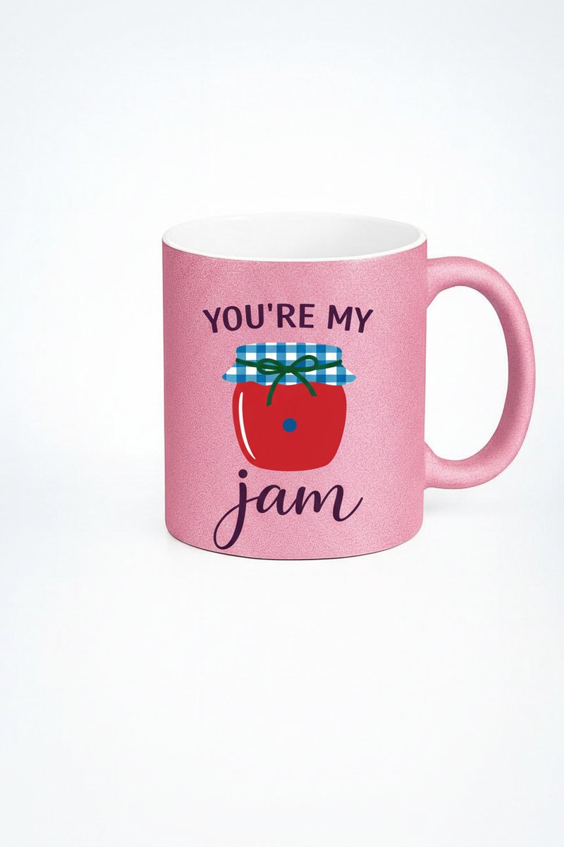 Roze Glitter Mok 'You're My Jam' - Uniek Liefdes Cadeau