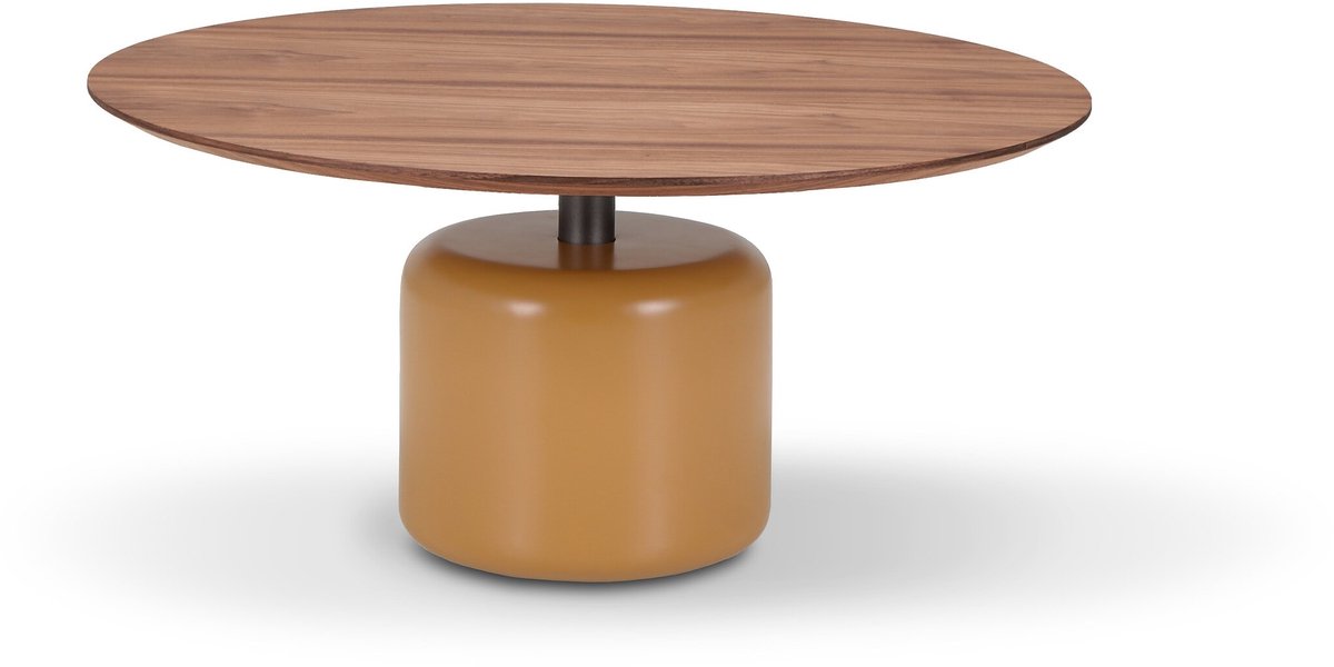 Icon living - Salontafel Sarah 004 Rond 80x38 Walnoot Poot Cognac