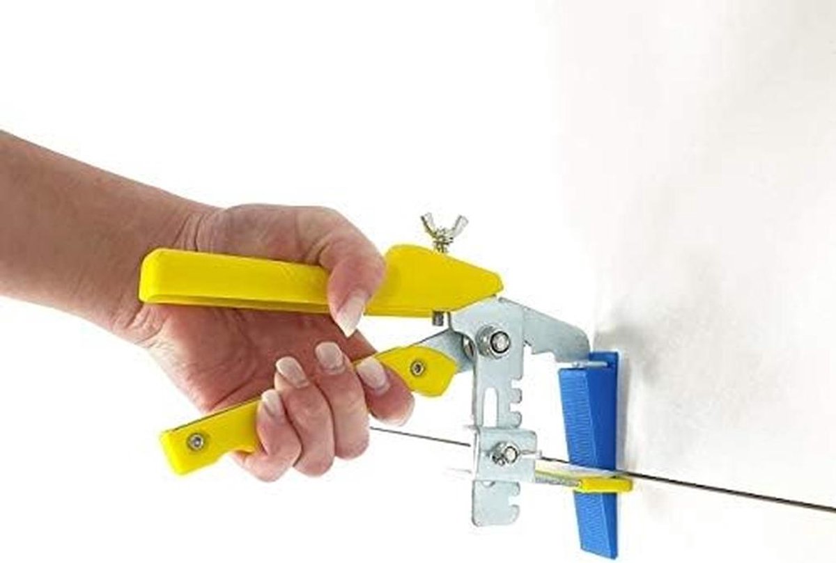 XXL Tegelnivelleersysteem Blauw – 1500 Distributieclips, 500 Wiggen en Tang voor Tegeldikte 3-12 mm