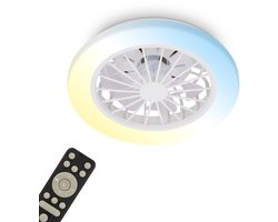 BRILONER Pafo – Plafondventilator met verlichting – LED plafondlamp met ventilator – dimbaar – 5 snelheden – ventilatorlamp zomer- en wintermodus – CCT – Ø38 cm – wit