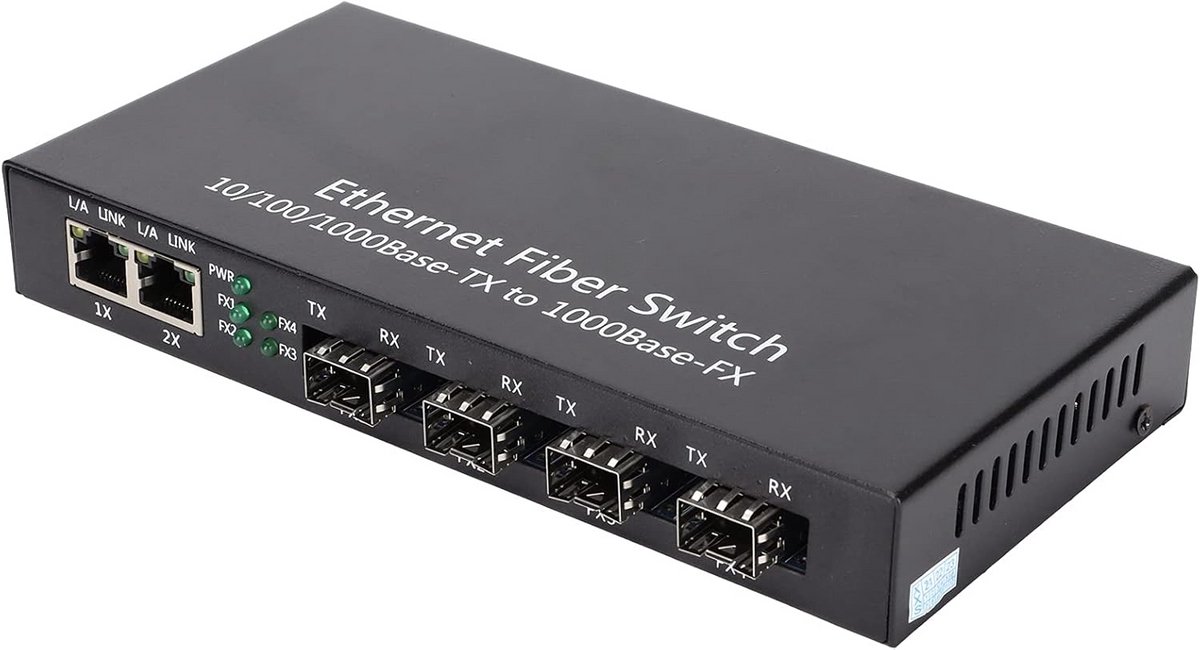 Gigabit Ethernet Netwerk Switch Media Converter 4 Glasvezel 2 Poorten