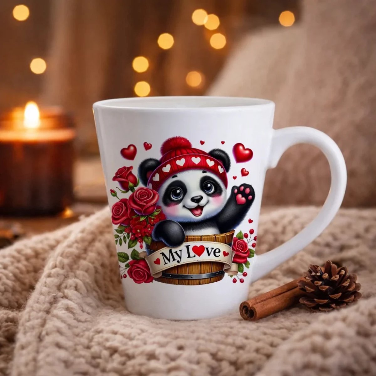 Valentijns Mok 200 ml – Conische Koffiemok – Liefdevol Design – Cadeau voor Valentijnsdag