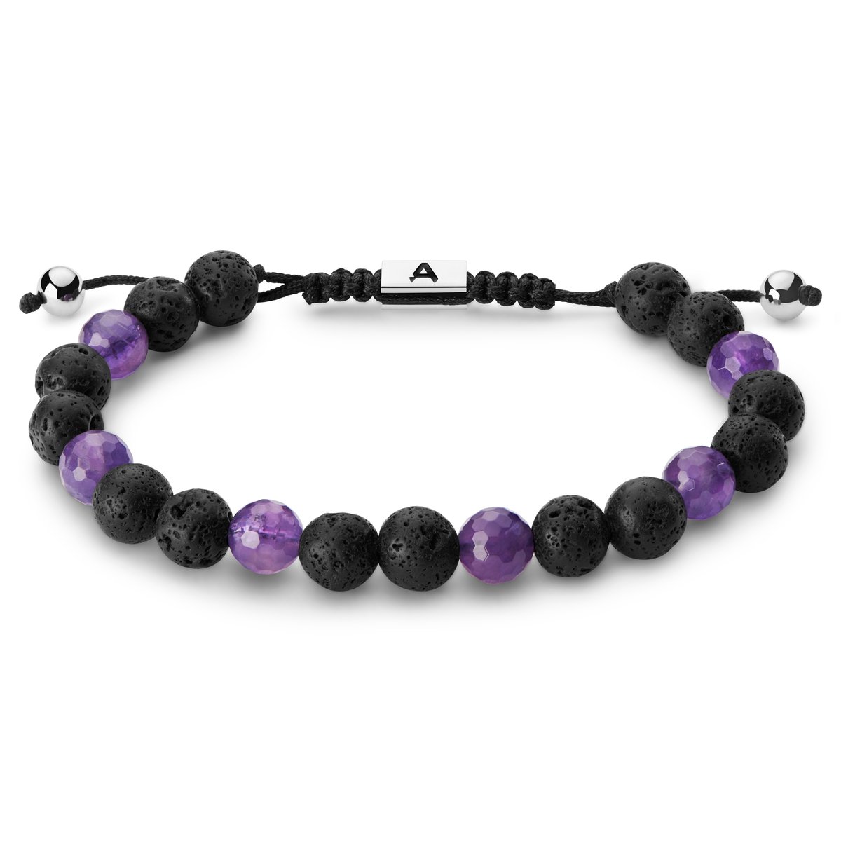 Sanatio 6 mm lavasteen & amethist armband
