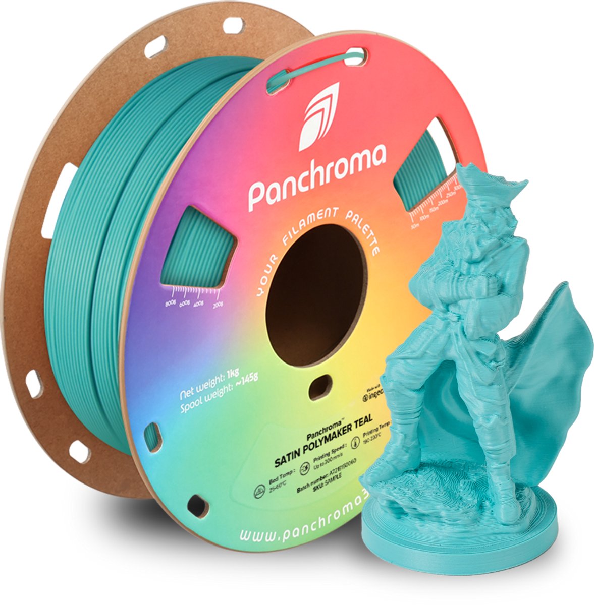 PLA SATIN 1,75mm Teal 1kg POLYMAKER PANCHROMA 3D FILAMENT