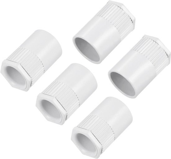 Kabelbuisadapter, mannelijk, pvc, sluitmoer, 15 mm gatdiameter, afdichting, verbinding voor kabelbuisbox, doe-het-zelfproject, verpakking van 5 stuks