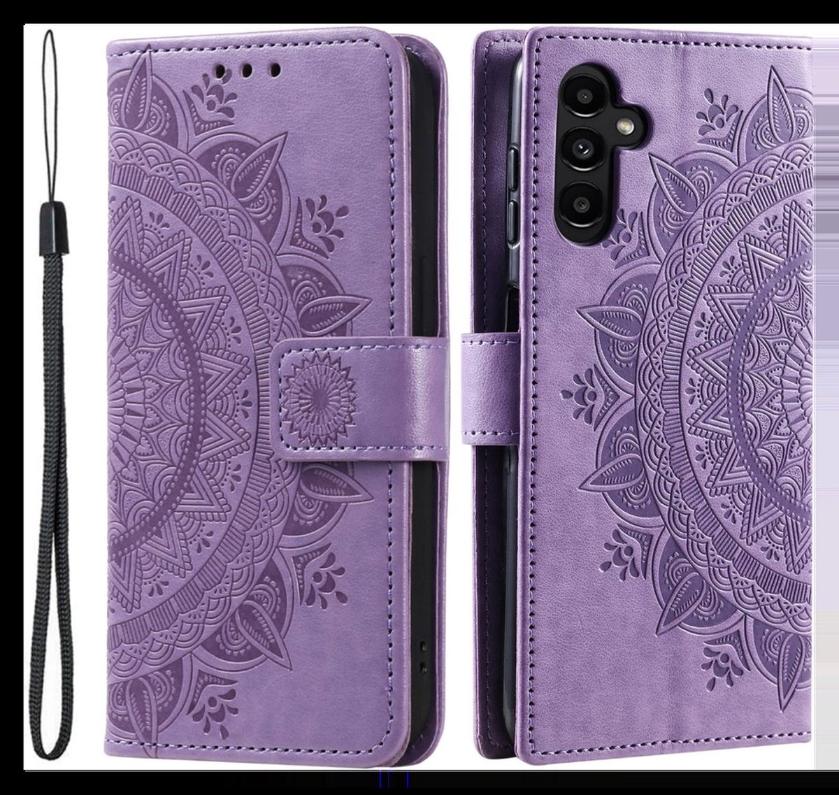 Mandala Book Case Geschikt voor Samsung Galaxy A56 - Hoesje met Pasjeshouder Paars