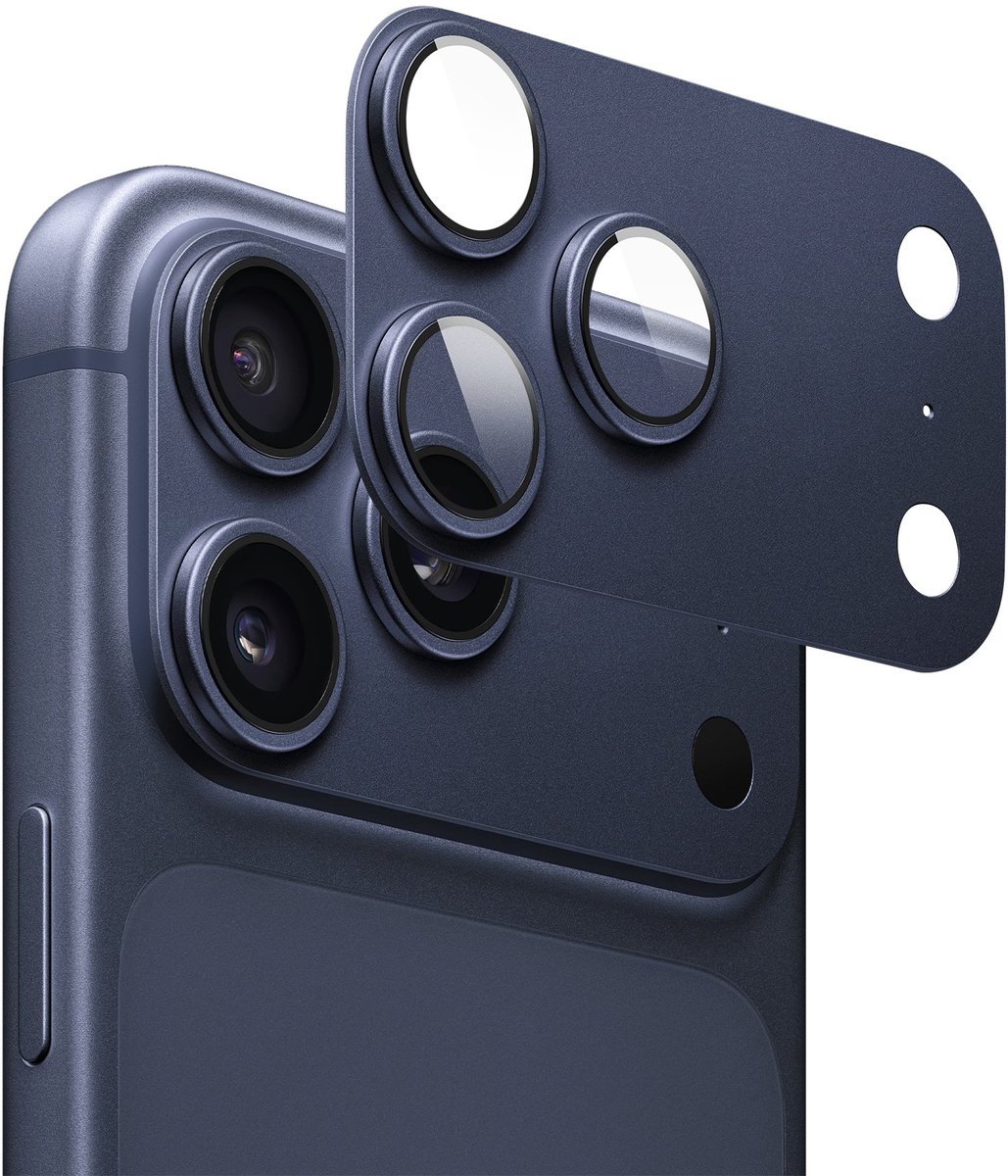 WiWU Camera Lens Protector geschikt voor iPhone 17 Pro Max - 9H Gehard Glas & Aluminium - Camera Bescherming - Deep Blue
