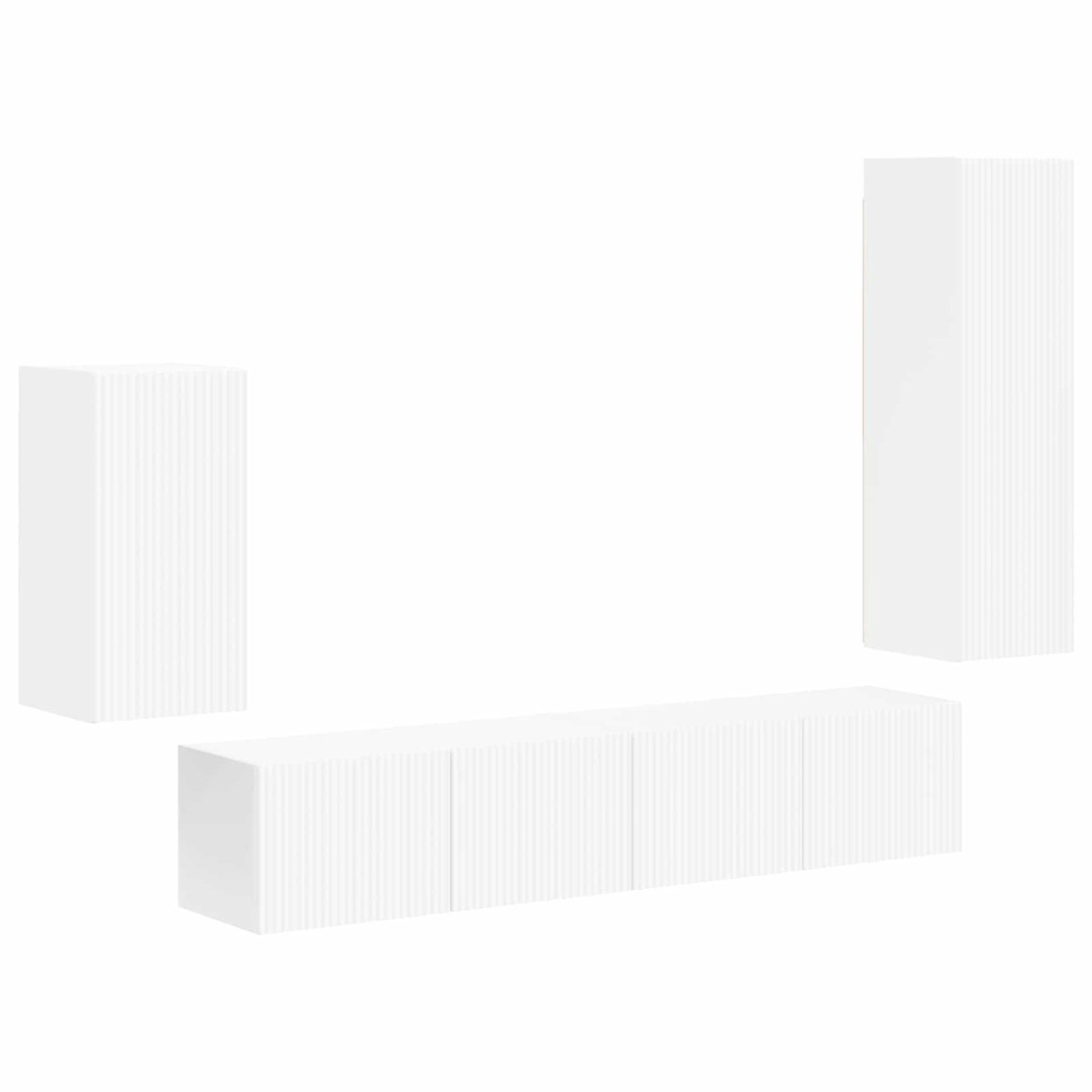 vidaXL - Tv-meubelset - Wandgemonteerd - 4 - pcs - Wit - Bewerkt - hout