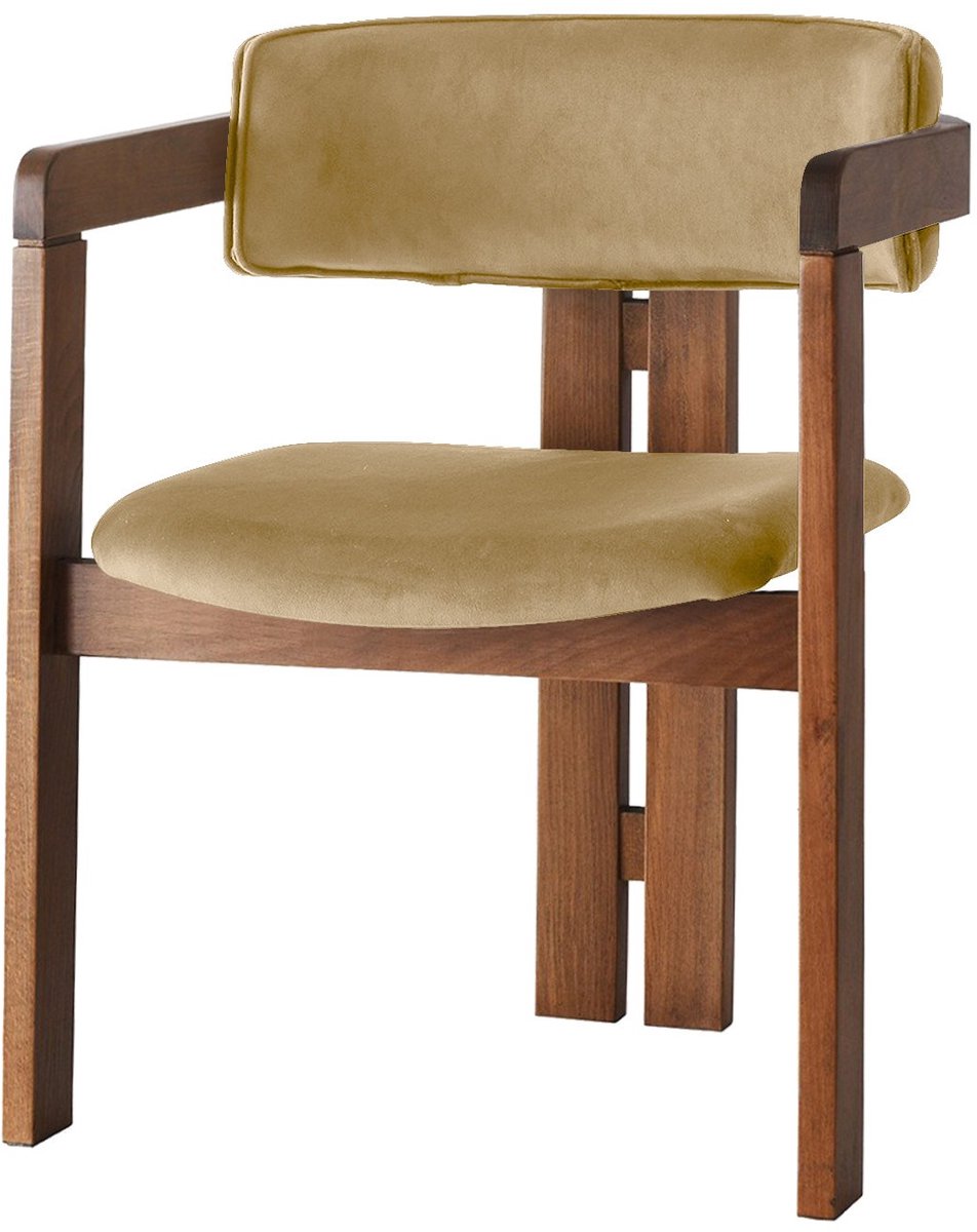 Skye Decor , Stoel, CO - 027, Hout, Walnoot & Licht taupe, 58 x 49 x 76 cm